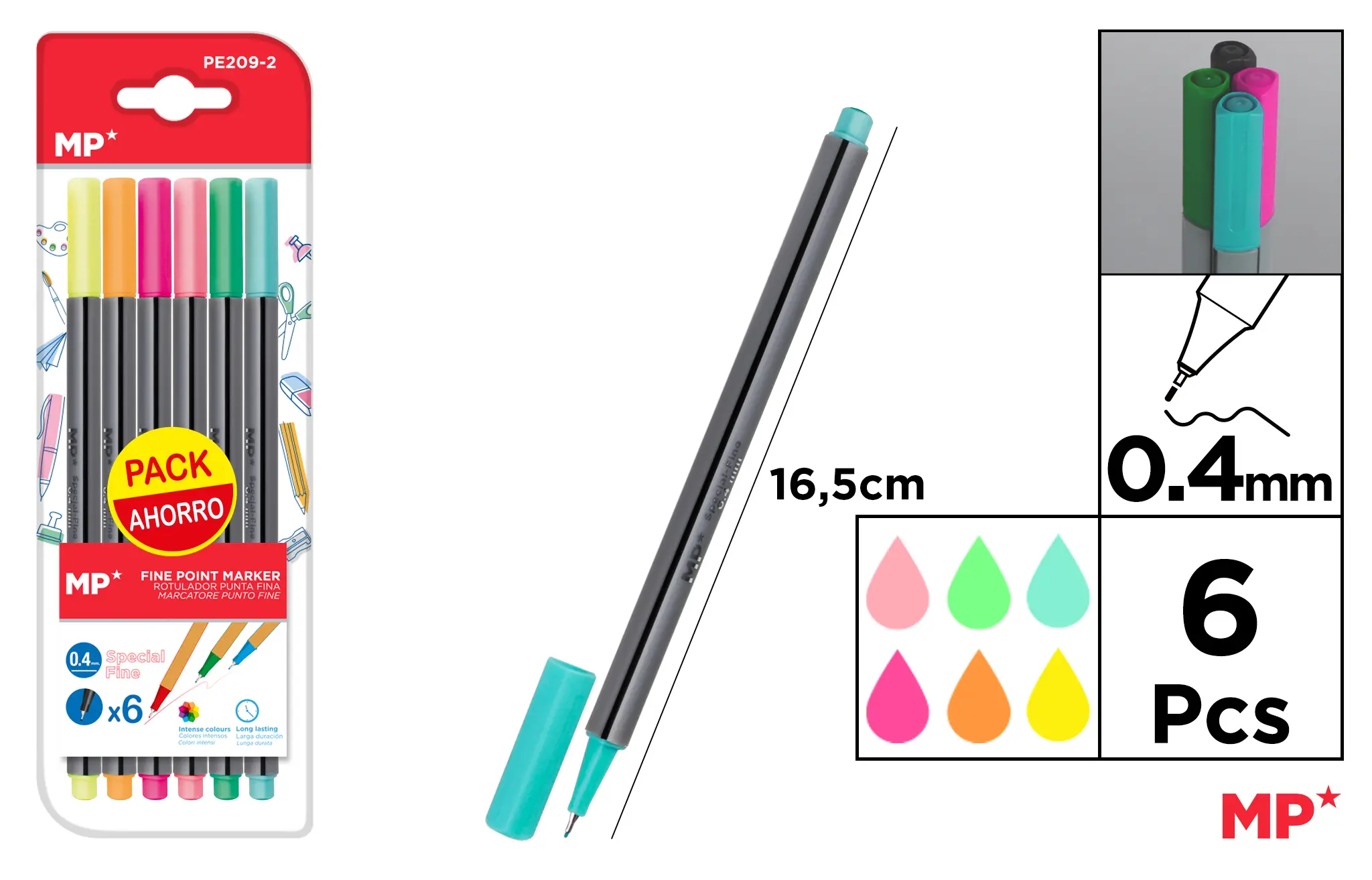 INSTRUMENTE DE SCRIS - SET FINELINER IPB VARF 0.4MM 6/SET CULORI NEON PE209-2