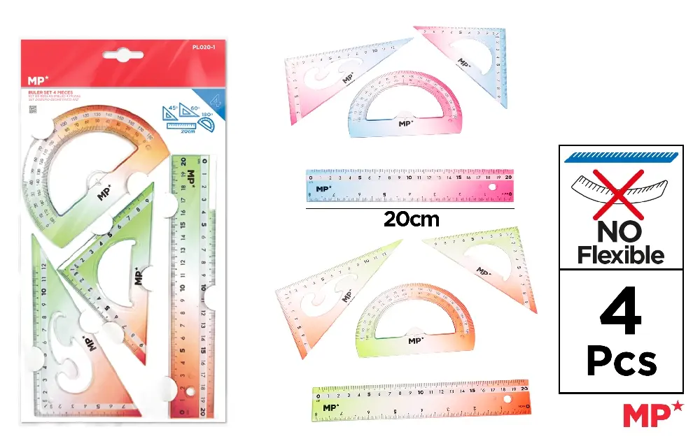 Seturi scolare - SET GEOMETRIE IPB 4 PIESE COLOR PL020-1