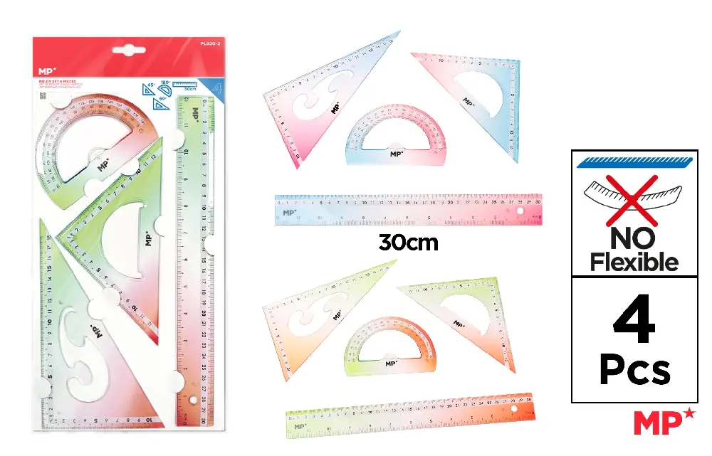 RECHIZITE SCOLARE IPB - SET GEOMETRIE IPB 4 PIESE COLOR PL020-2