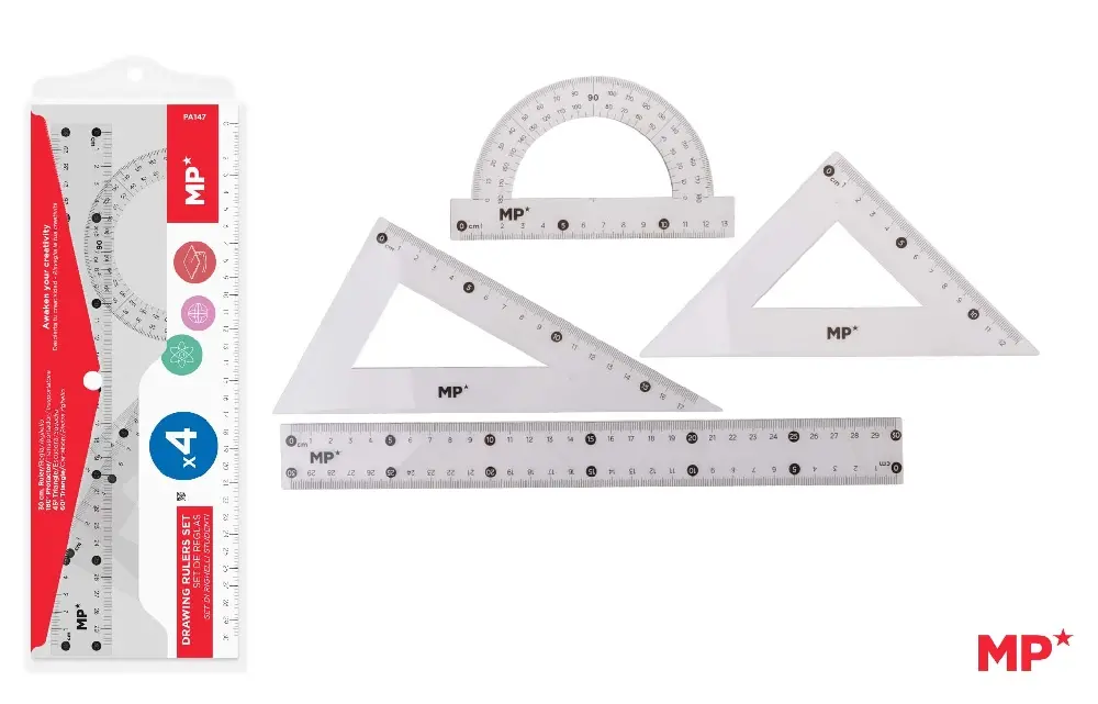 Trusa geometrie scolara - SET GEOMETRIE IPB 4 PIESE ROSU PA147