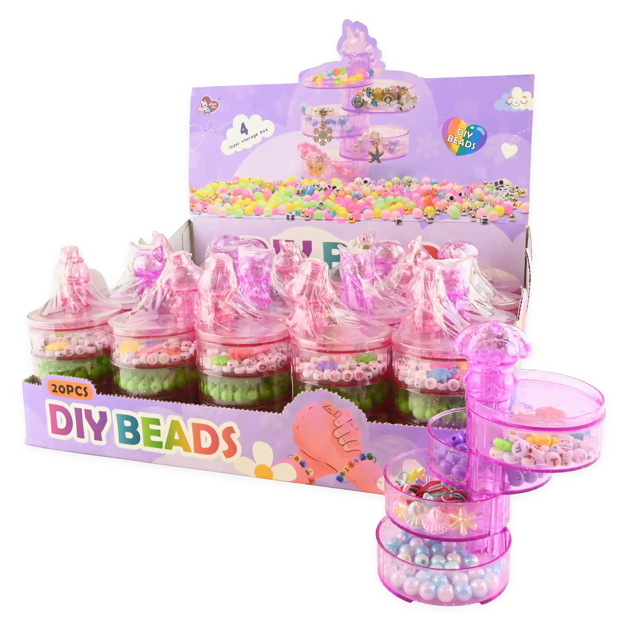 Set Mărgele din Plastic în Cutie Compartimentată 13x6x6cm 30272 - Asortat [1]
