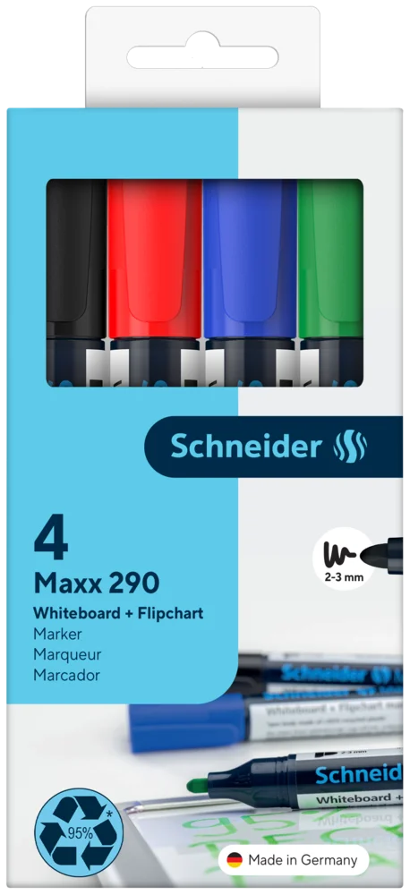 Marker flipchart - Set 4 Markere Whiteboard și Flipchart Schneider Maxx 290 2932