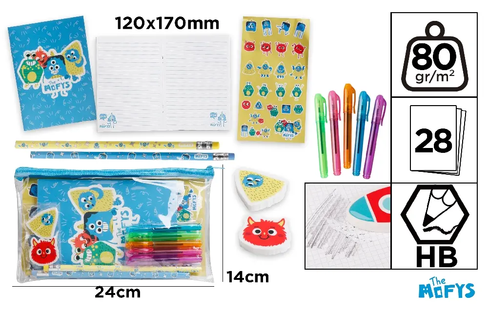 RECHIZITE SCOLARE IPB - SET SCOLAR IPB 12 PIESE THE MOFYS MF24001