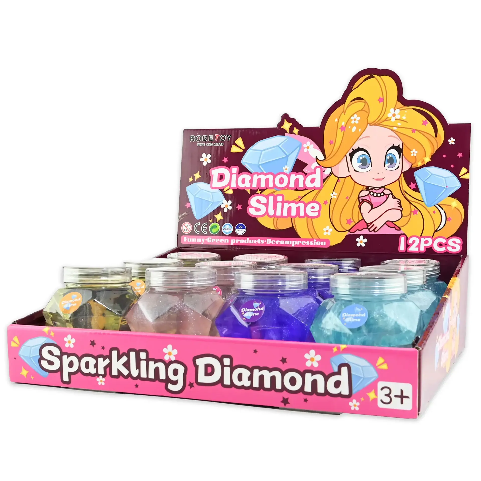 ARTICOLE COPII - Slime în Cutie 280gr - Diamant Strălucitor 9cm 64110 - Asortat Non-Toxic