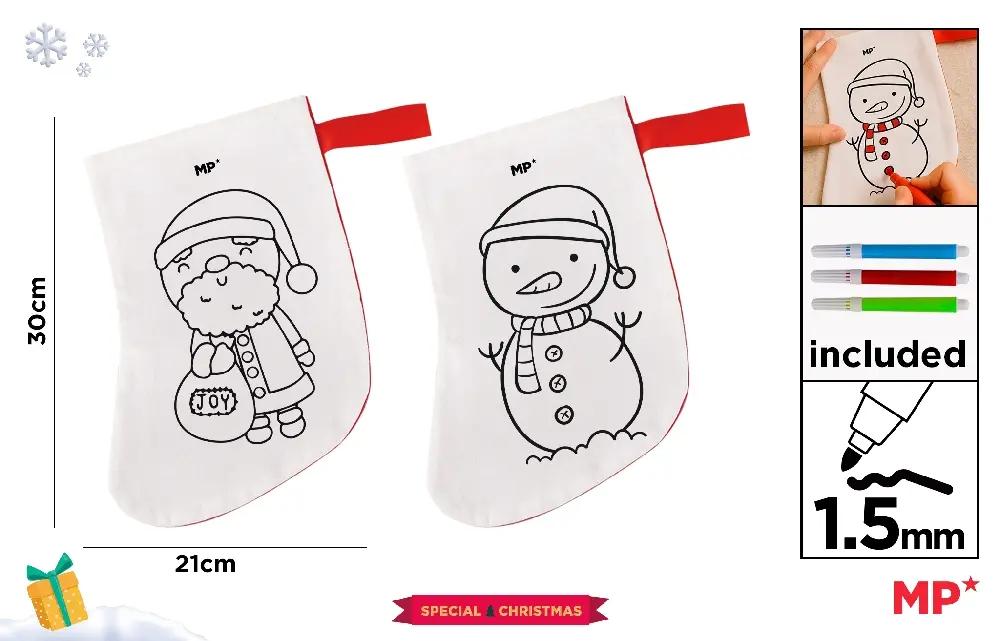 Seturi creative Christmas - SOSETA DE CRACIUN DE COLORAT IPB 30*21CM CU 3 CARIOCI CH57039-2