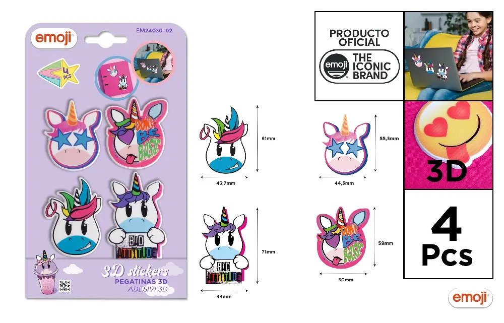 Etichete scolare si stickere - STICKER 3D IPB 4 BUC EMOTICOANE EM24030-02