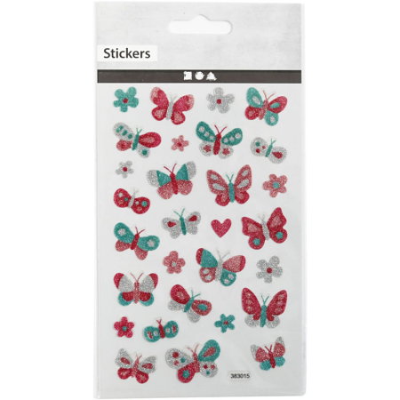 Accesorii decorative pentru flori - STICKER DECOR GLITTER FLUTURI 280018
