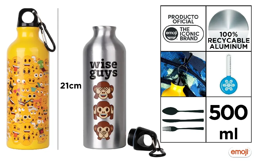 RECHIZITE SCOLARE IPB - STICLA APA ALUMINIU IPB 500ML EMOJI EM24021