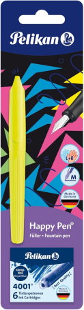 Stilou Pelikan Happy Pen Peniță M + 6 Rezerve Colorate - Asortat Non-Toxic [4]