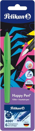 Stilou Pelikan Happy Pen Peniță M + 6 Rezerve Colorate - Asortat Non-Toxic [1]