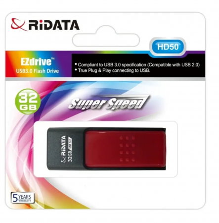 Memorii USB - TEC FLASH USB 3.0 RIDATA 32GB HB5 ROSU RETRACTABIL 97160