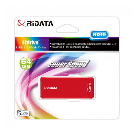 Memorii USB - FLASH USB 3.1 RIDATA 64GB HB5 ROSU RETRACTABIL RI-97938