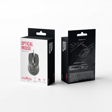 TEC MOUSE OPTIC CU FIR MAXLIFE HOME OFFICE NEGRU  MXHM-01 1000DPI 1.2 M [2]