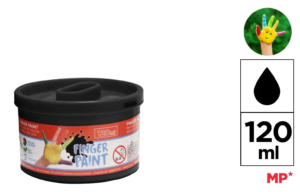 Acuarele Tempera la bucata - TEMPERA PENTRU DEGETE IPB 120ML NEGRU PP615-08