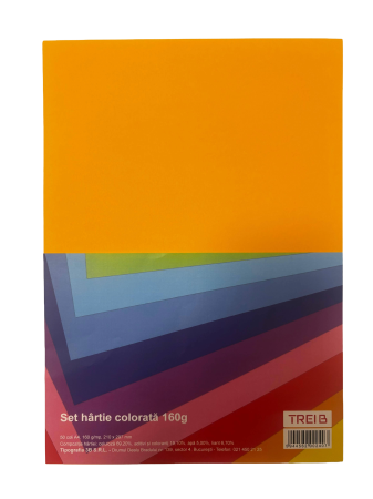 Hartie si cartoane colorate A4, A3 - CARTON COLOR A4 160GR 50COLI/SET PORTOCALIU