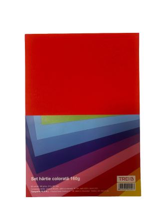 Hartie si cartoane colorate A4, A3 - CARTON COLOR A4 160GR 50COLI/SET ROSU