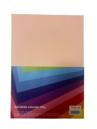 Hartie si cartoane colorate A4, A3 - CARTON COLOR A4 160GR 50COLI/SET ROZ
