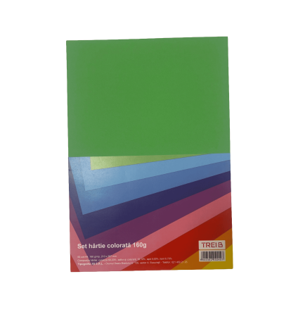 Hartie si cartoane colorate A4, A3 - CARTON COLOR A4 160GR 50COLI/SET VERDE IARBA