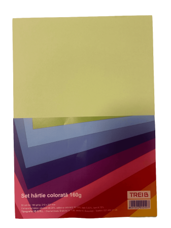 Hartie si cartoane colorate A4, A3 - CARTON COLOR A4 160GR 50COLI/SET VERDE SMARALD
