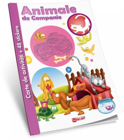 Carti de Colorat pentru copii - UP CARTE DE COLORAT CU 48 STICKERE ANIMALE DE COMPANIE