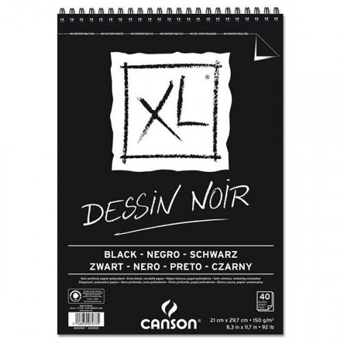 PR BLOC DESEN CANSON  NOIR XL A4 SPIRA 40F 150 GR/M2 400039086