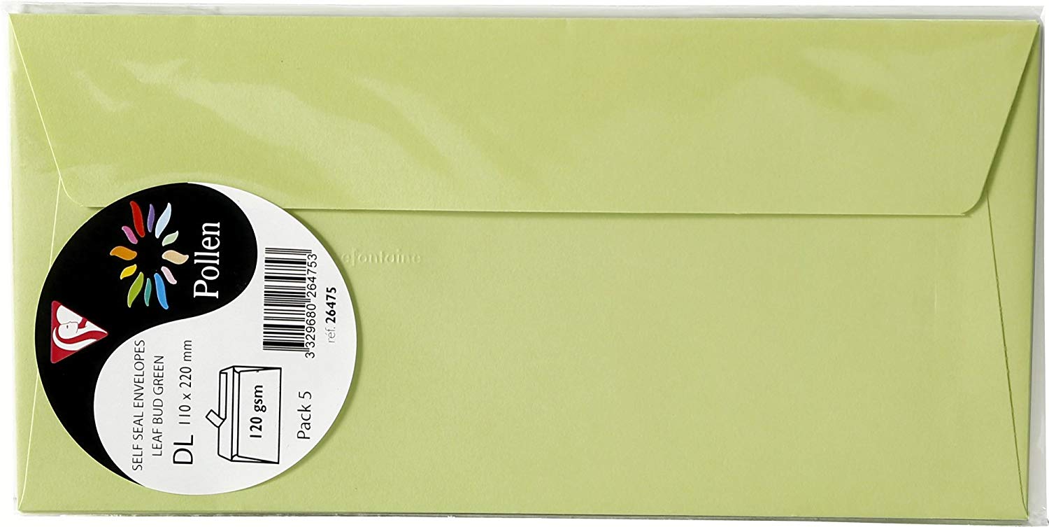 Plicuri Clairefontaine Verde Deschis 5 buc 110x220 mm 120 g/m²