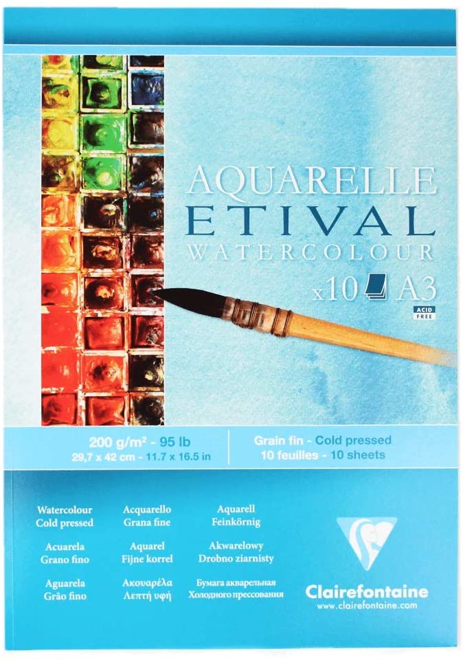 Clairefontaine Etival Aquarelle Watercolor Paper Pad A3 200gsm 10 Sheets