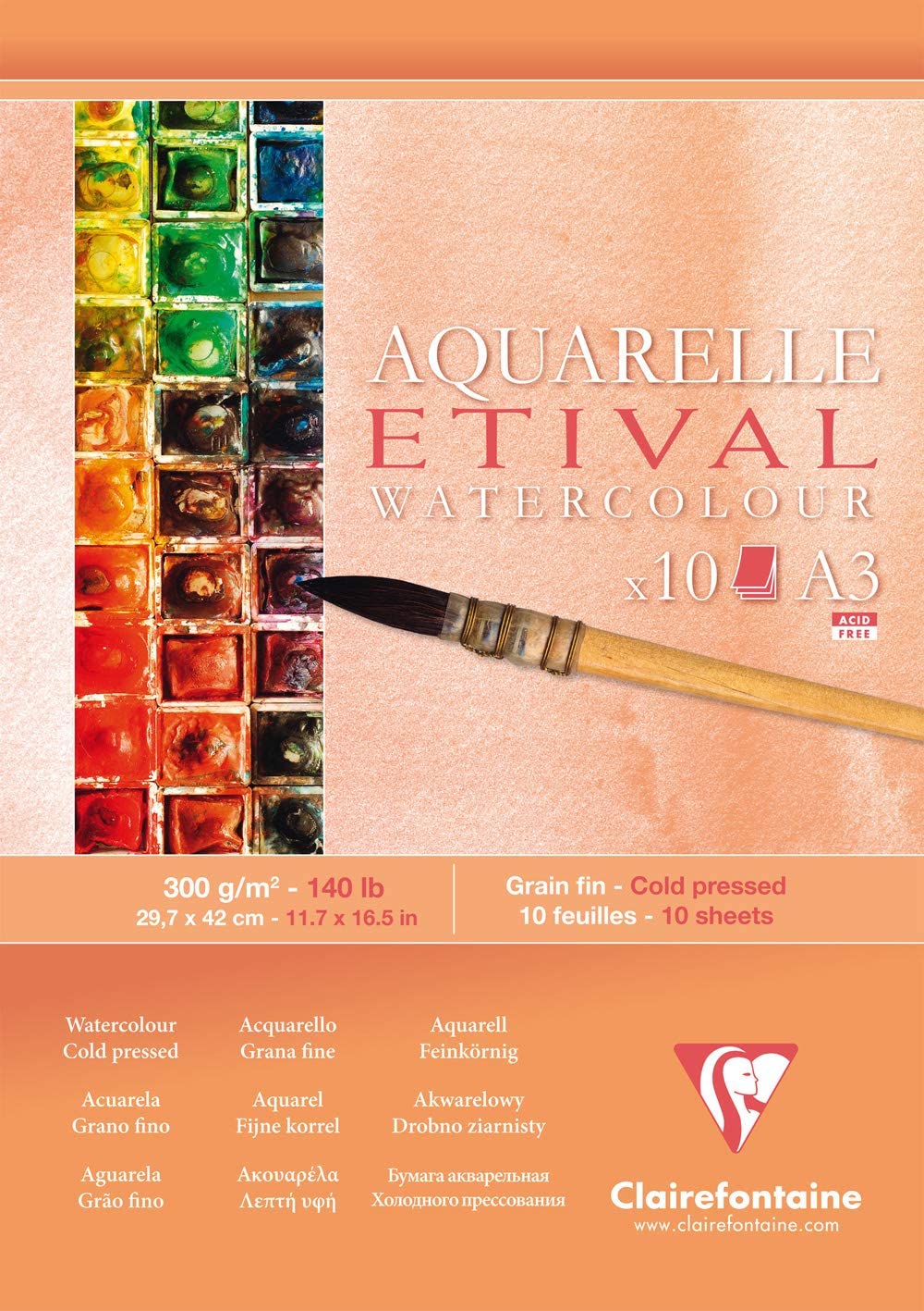 CF BLOC AQUARELLE ETIVAL A3 10F 300GR/m2 CLAIREFONTAINE 96306C