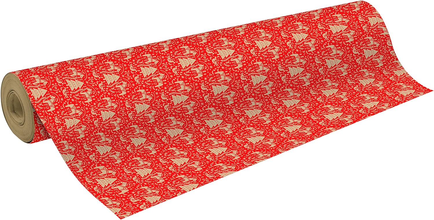 Clairefontaine Hartie Impachetat Rola 0.7x50m Motiv Craciun Kraft 70g/m2