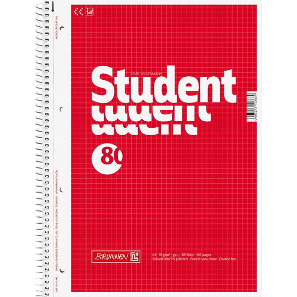 Caiet A4 80 file spiralat perforatii patratele rosu