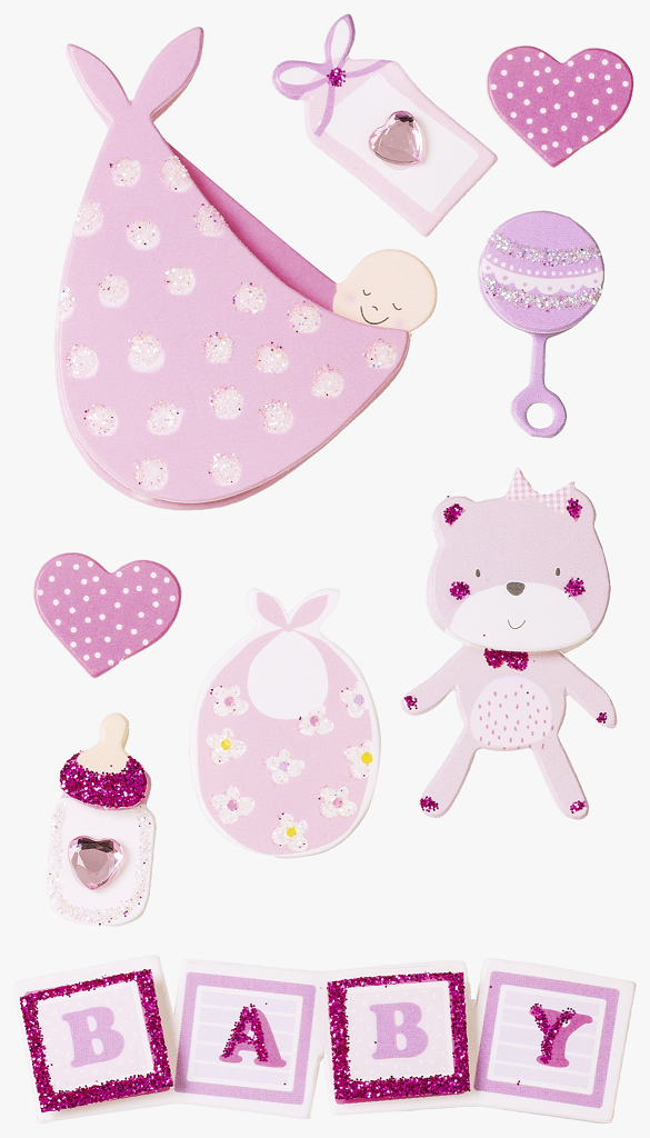KP STICKER DECOR 7.5*16.5CM BABY GIRL II 9 PCS 3780630