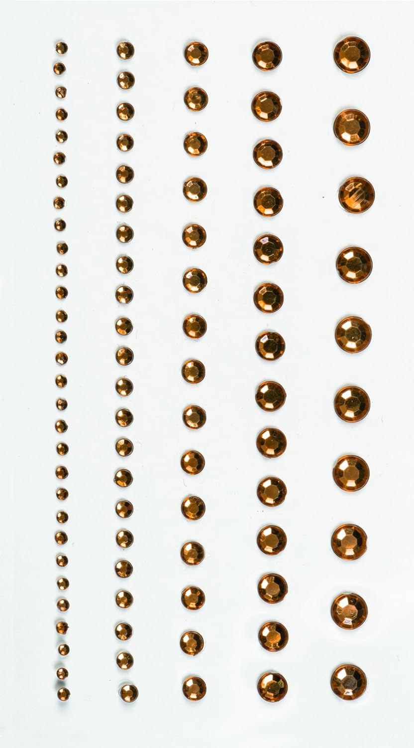Heyda Sticker Decor 7.5x16.5cm Golden Round Rhinestones 0.2-6mm 95 Pieces 3782946