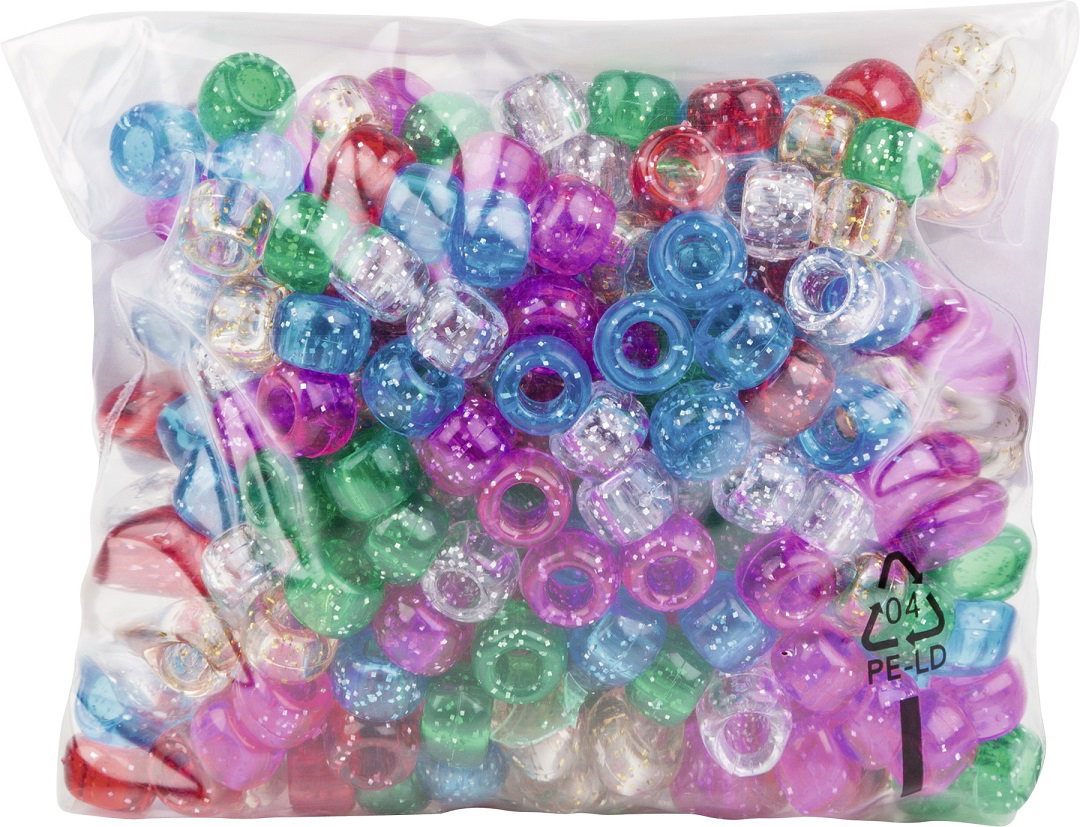 Knorr-Prandell Plastic Beads 7mm 78g Assorted Colors Glitter