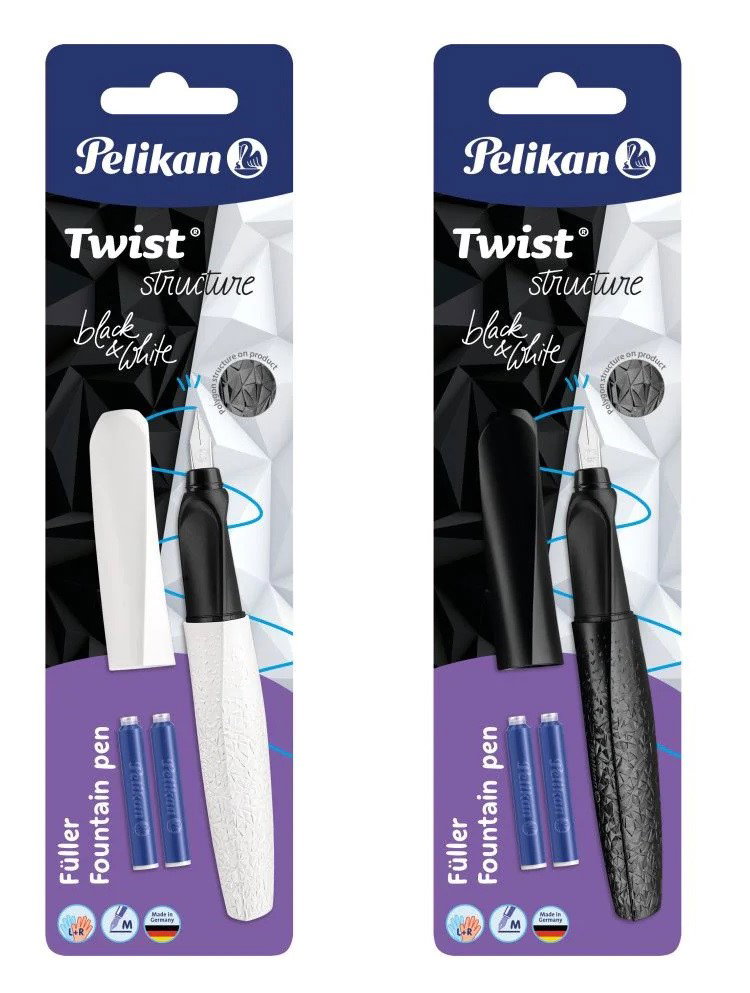 HE STILOU PELIKAN TWIST M GRIP ERGONOMIC ALB/NEGRU  CU 2 REZERVE 824637