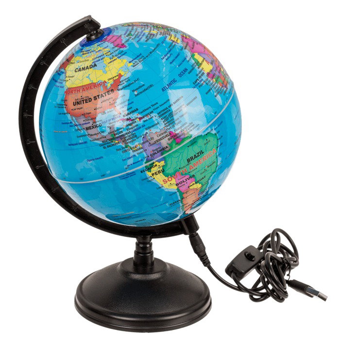 BLU GLOB PAMANTESC CU LED 15.5CM INCARCARE USB 57/1206