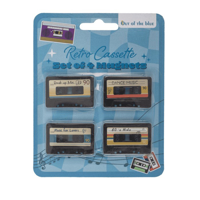 BLU MAGNET FRIGIDER CASETA AUDIO RETRO 3*4.2CM 4/SET 33/5972