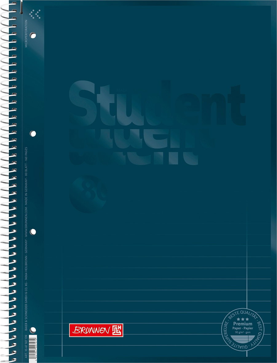 Caiet A4 80 foi spiralat perforat albastru denim linii