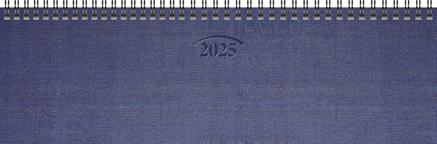 Brunnen Saptamanal Planner 2025 10x33 cm Spiral Bound Metallic Blue Cardboard Cover 77701305