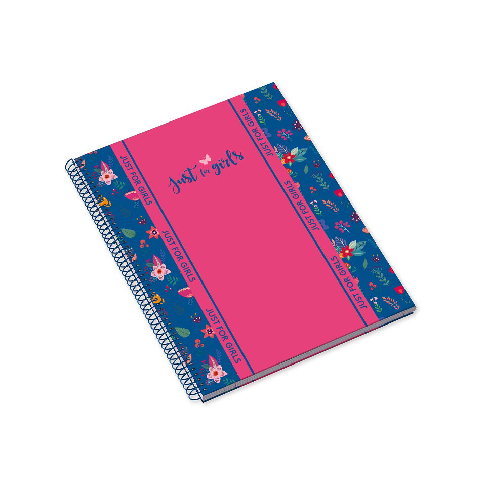 Caiet A4 80 file spirală linii J4G Flowers Hard Cover 223116