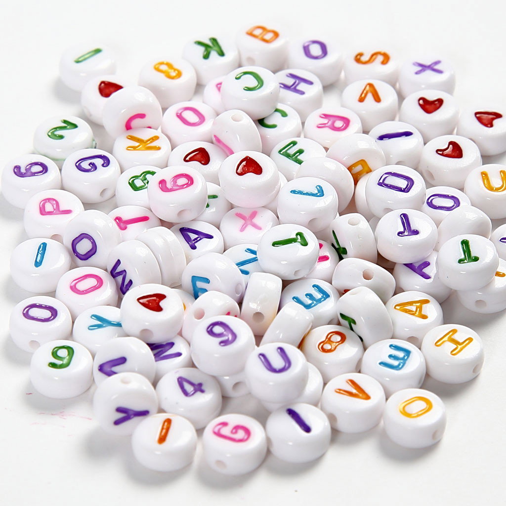 Creativ Company White Plastic Letter Beads 7mm 200-Piece Set