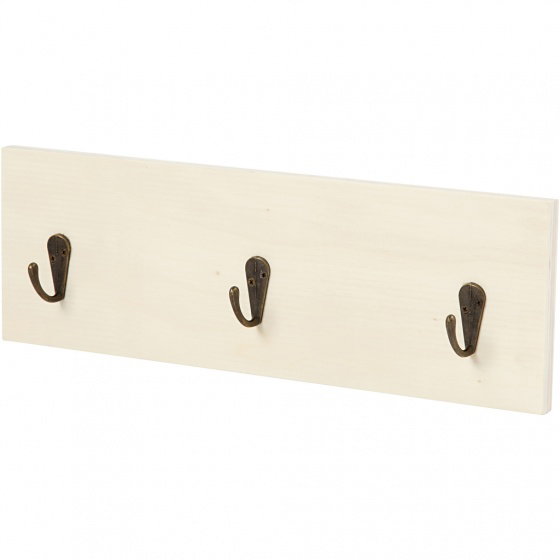 CC CUIER LEMN PENTRU HAINE 10x30 cm, 3 AGATATORI 57953