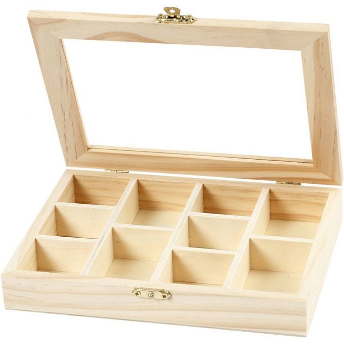 CC Cutie Lemn 10 Compartimente 15.5x20.5x3.5cm Capac Sticla 56930