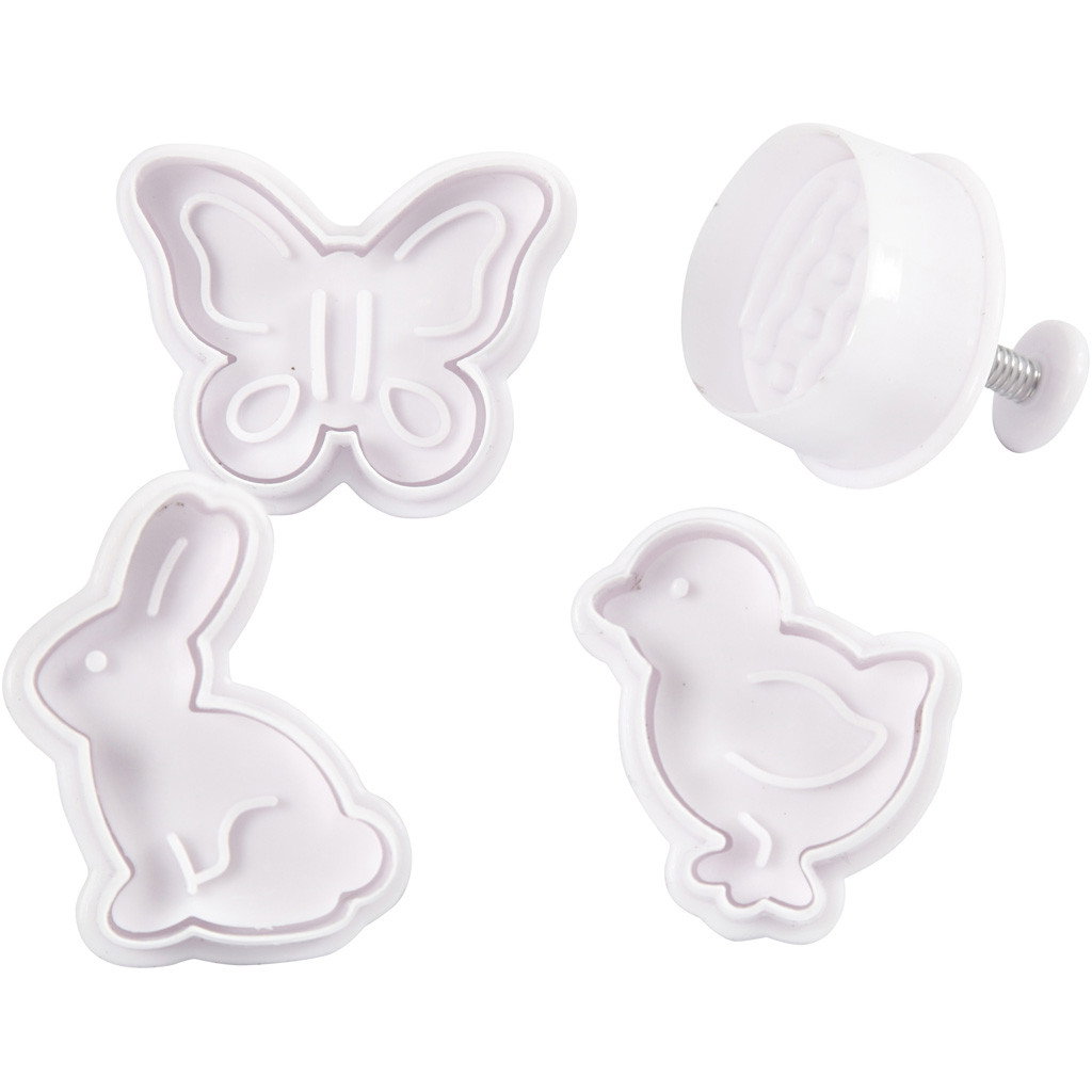 FORME PLASTIC CU STAMPILA Cookie Cutters With Stamp, 4/SET PASTE 782872