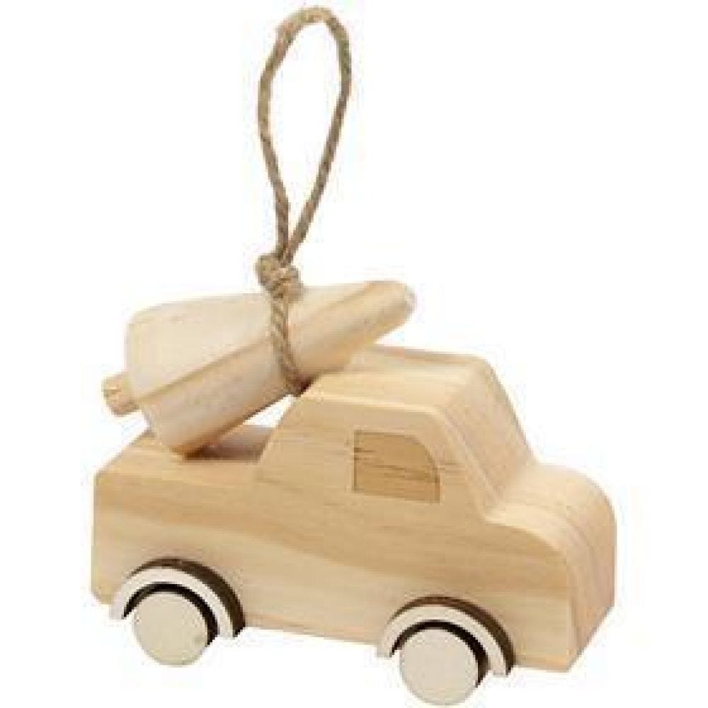CC DECORATIUNE LEMN CRACIUN CAMION CU BRAD  3.5*7*6CM 58069