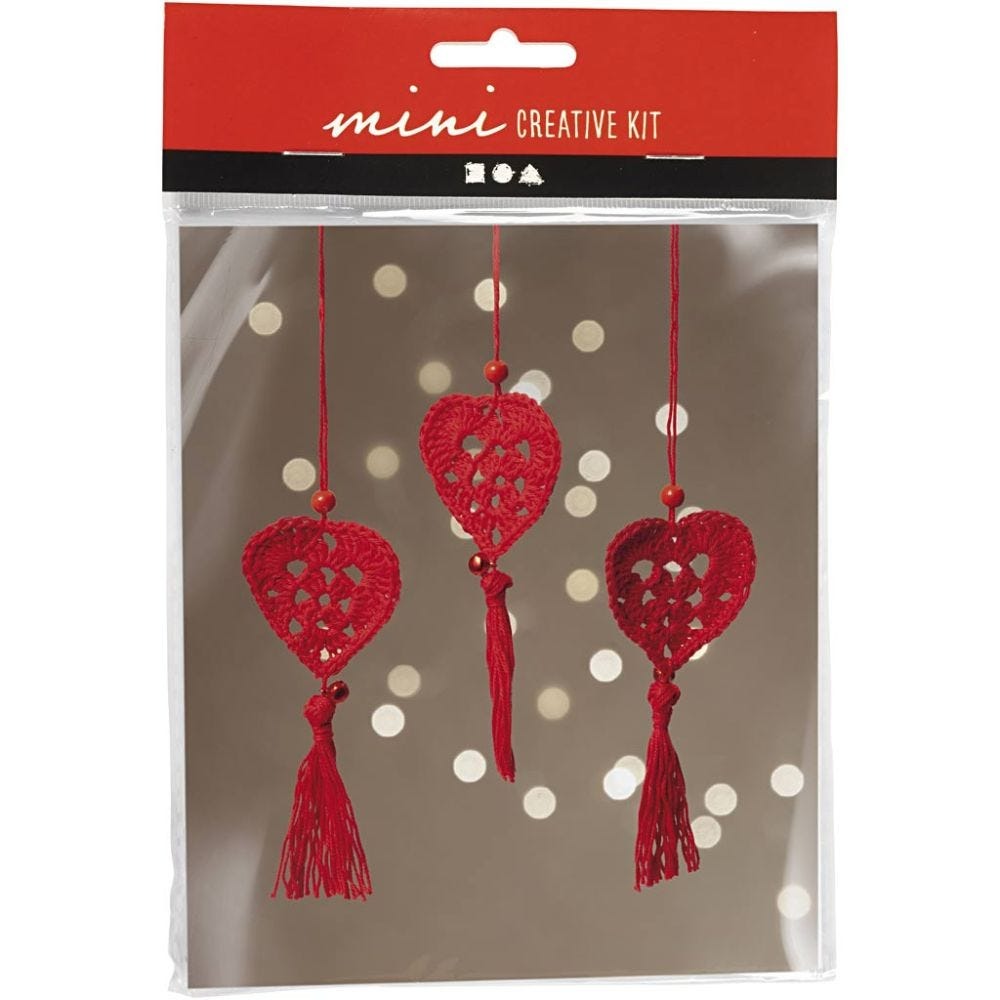 CC MINI KIT CREATIV CRACIUN DECORATIUNI SUSPENDATE CROSETATE INIMI 977482