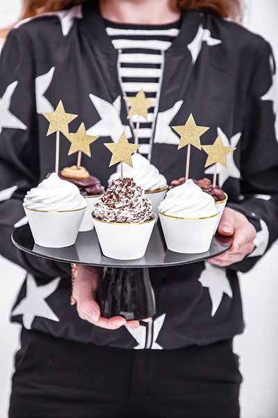 PD DECORATIUNI Tort CRACIUN Cupcake toppers STELUTE AURII 11.5CM  KPM19-019B