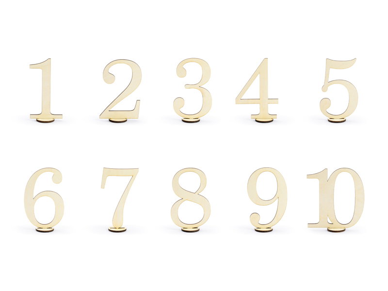 Wooden Table Numbers 10.5cm Set of 10 PartyDeco