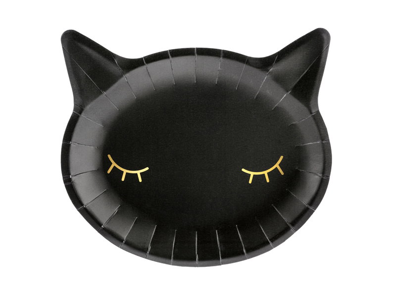 PartyDeco Black Cat Cardboard Plates 22x20cm Set of 6