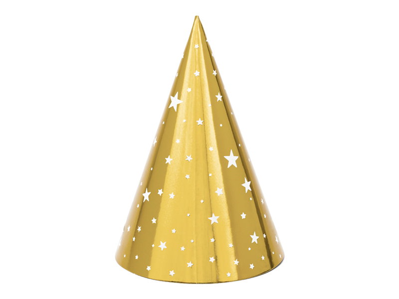 PartyDeco Coif Stars Gold 16cm 6/set