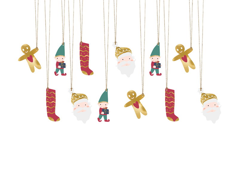 PartyDeco Gift Tags Santa Mix 12/Set ZDZ18